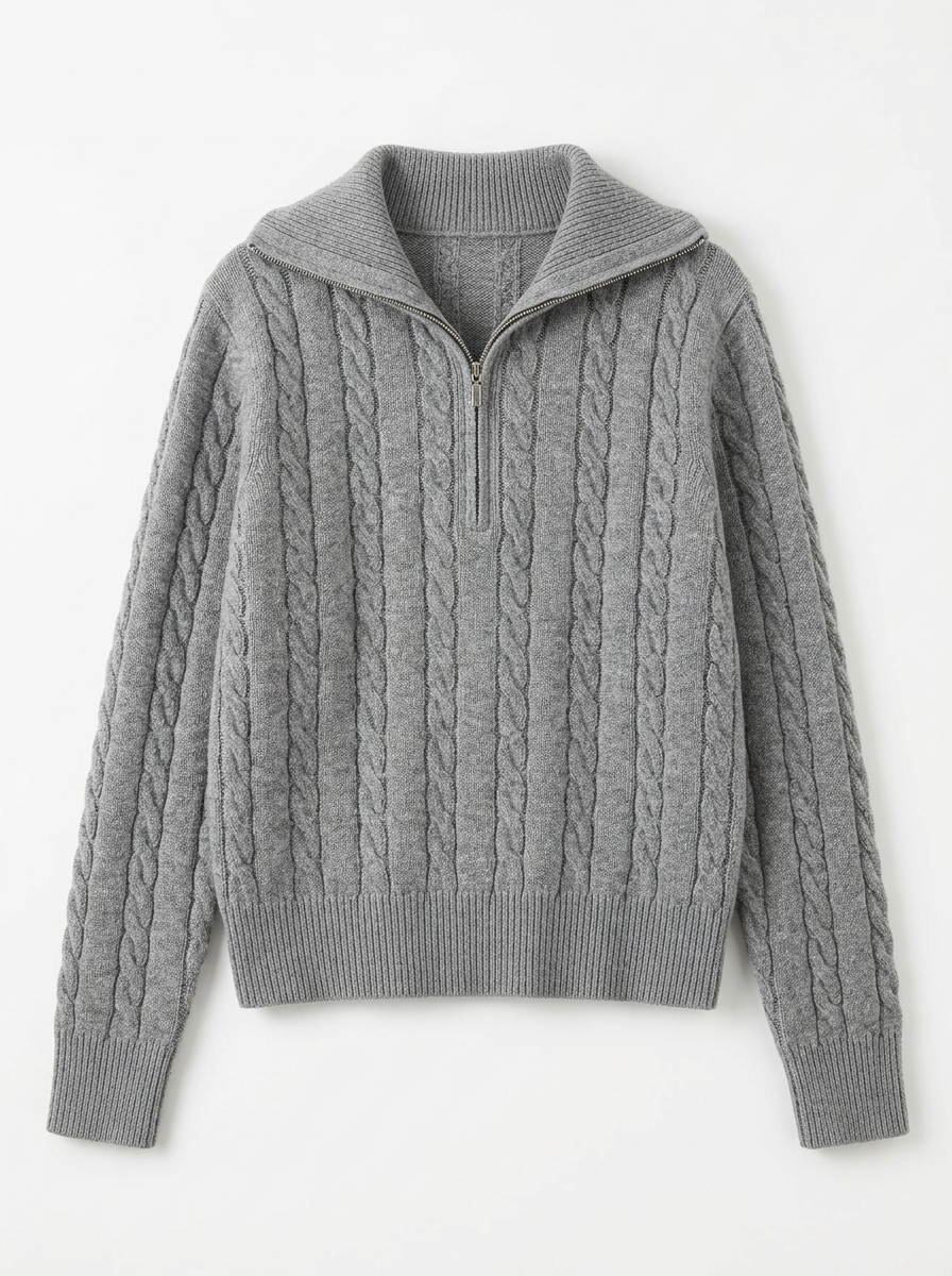 Sage | Women's Cable Knit Half-Zip Jumper