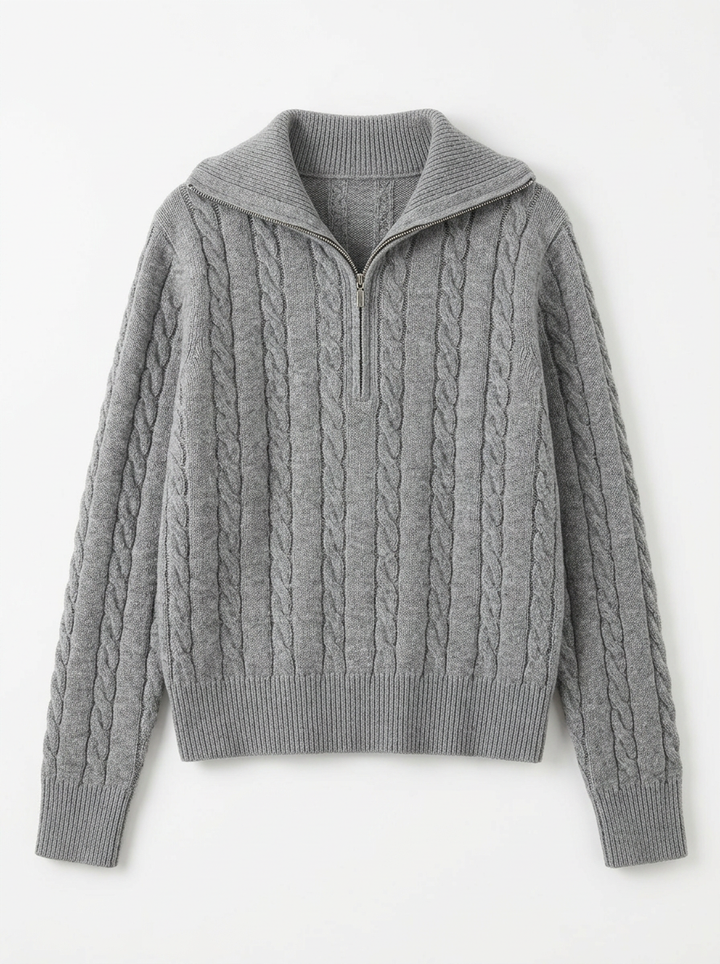 Sage | Women's Cable Knit Half-Zip Jumper