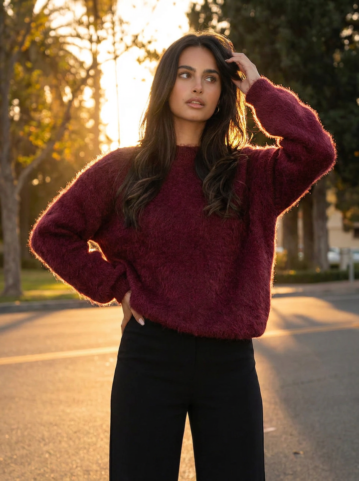 Sasha | Women's Crew Neck Mohair Sweater 1