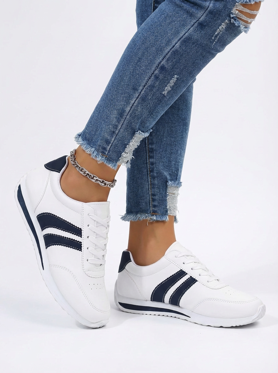 Sasha | Women's White Lace Up Orthopedic Sneakers