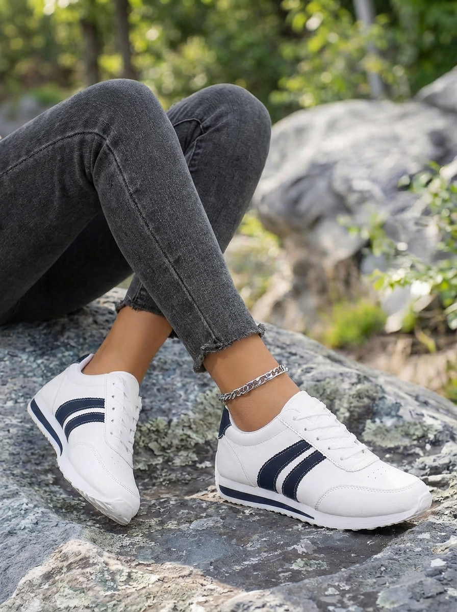 Sasha | Women's White Lace Up Orthopedic Sneakers 1
