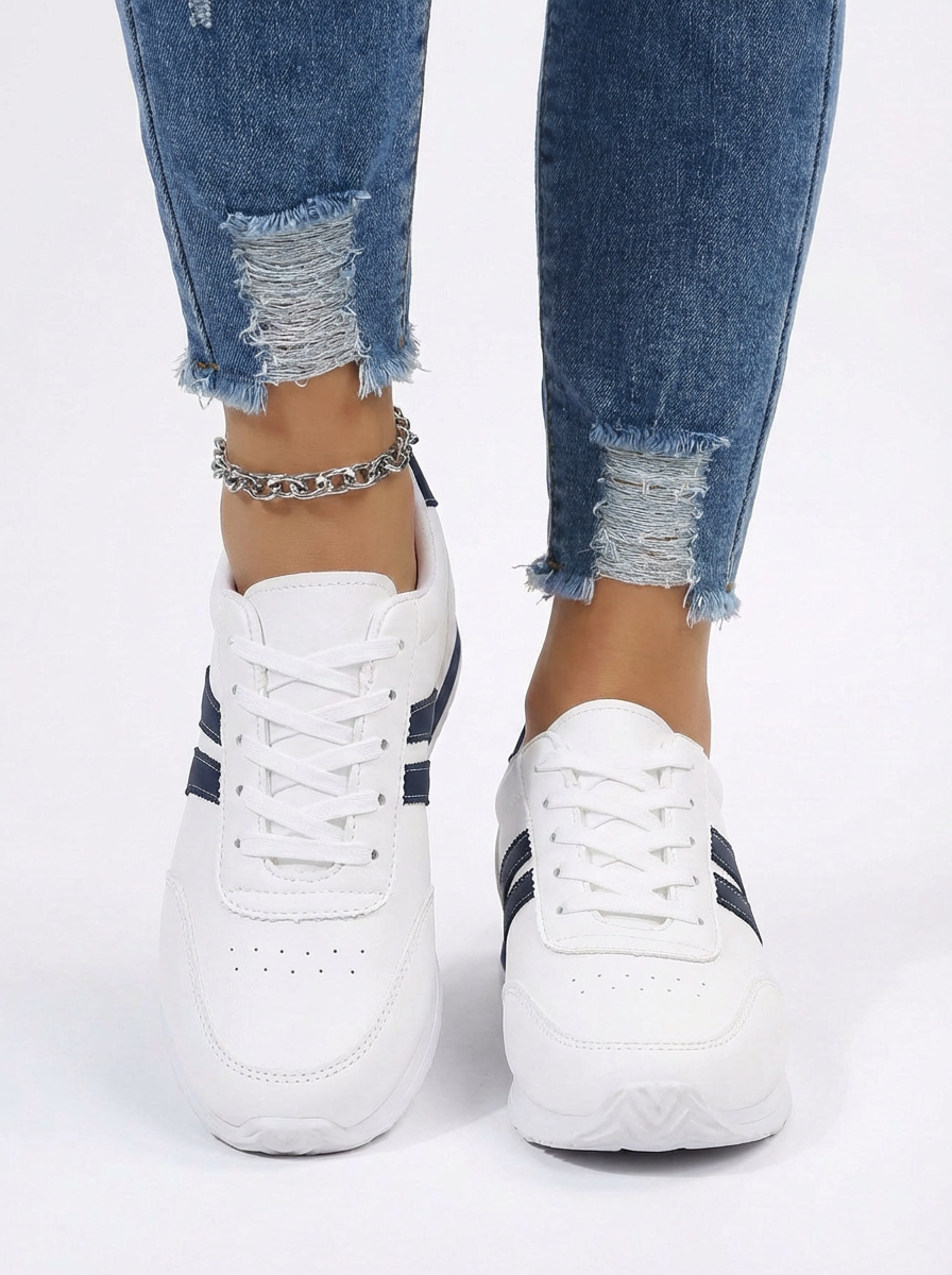 Sasha | Women's White Lace Up Orthopedic Sneakers 2