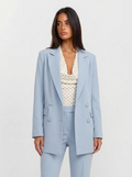 Savannah | Women's Blue Double Breasted Longline Blazer Suit Set
