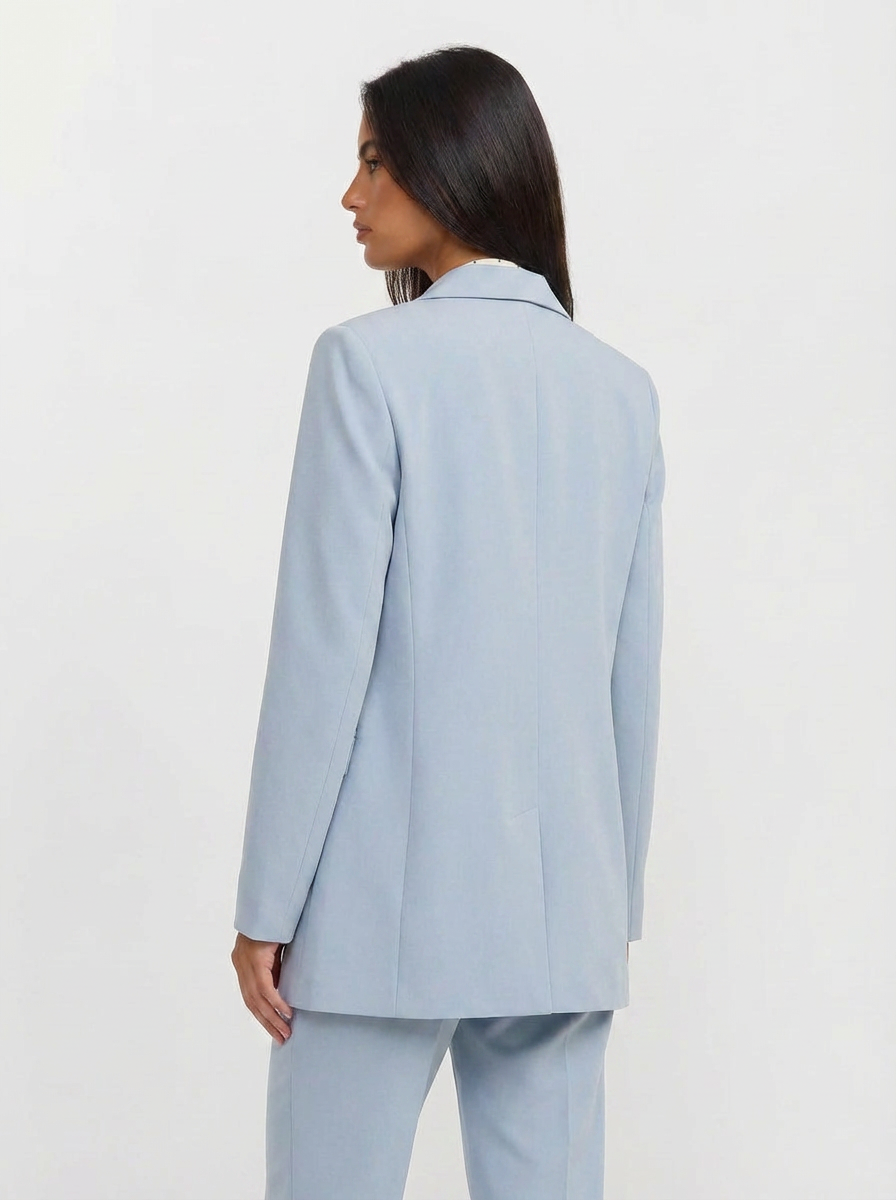 Savannah | Women's Blue Double Breasted Longline Blazer Suit Set 4