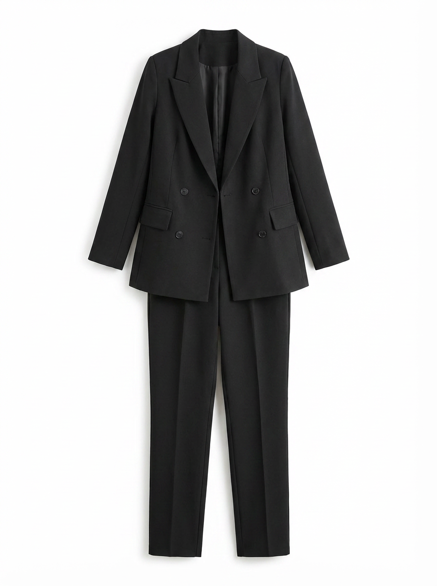 Seraphina | Women's Black Double Breasted Blazer Trouser Suit 3