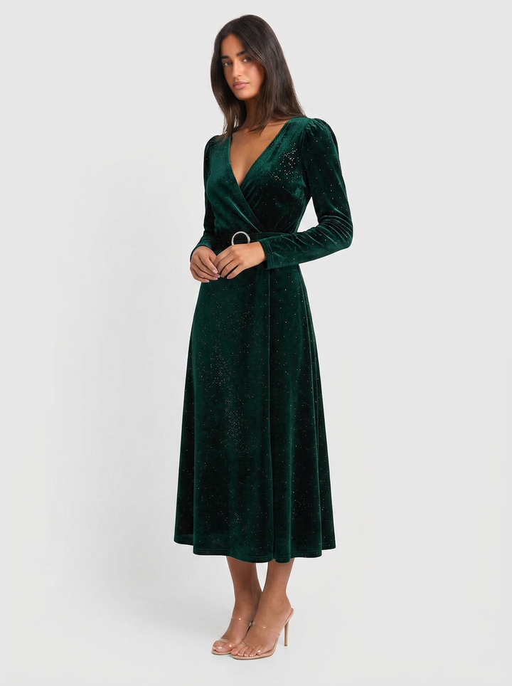 Sienna | Velvet Wrap Midi Dress