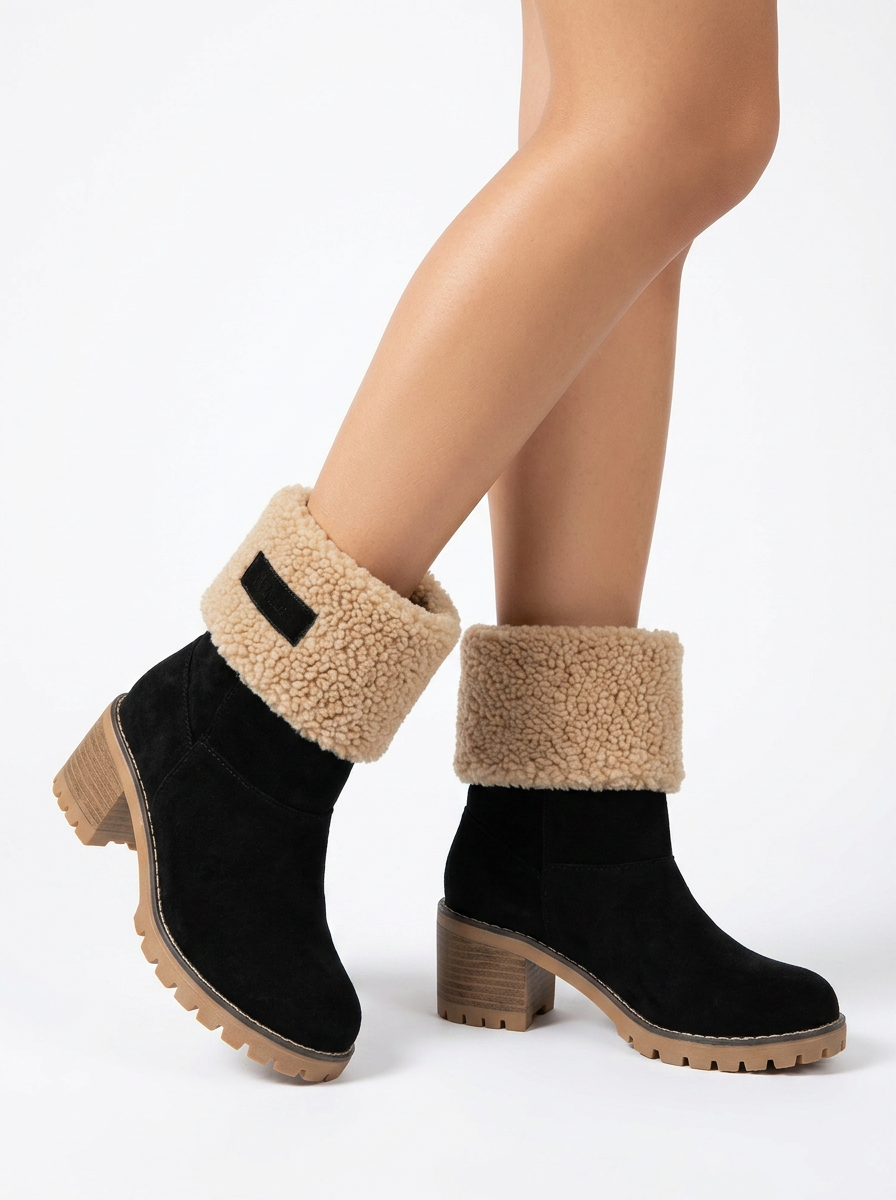 Skye | Women's Ankle Boots Block Heel Sherpa Cuff