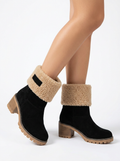 Skye | Women's Ankle Boots Block Heel Sherpa Cuff