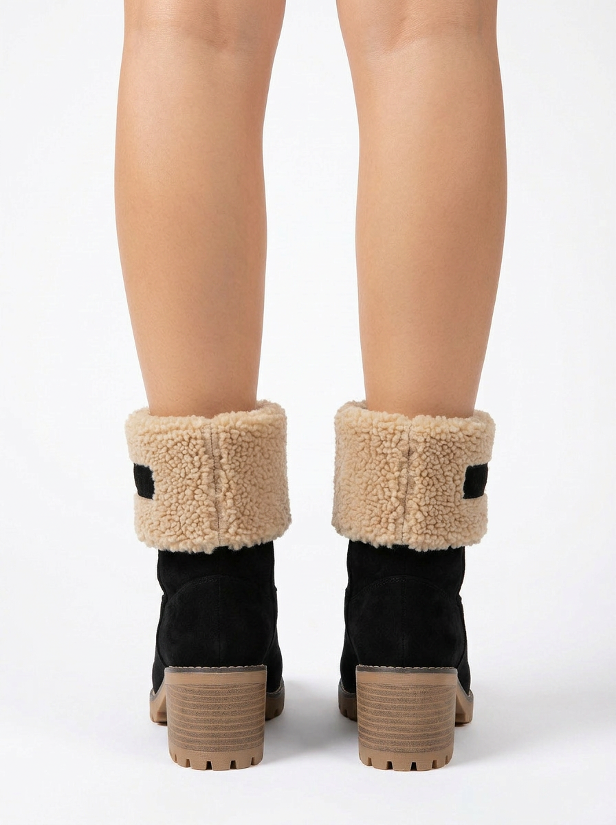 Skye | Women's Ankle Boots Block Heel Sherpa Cuff