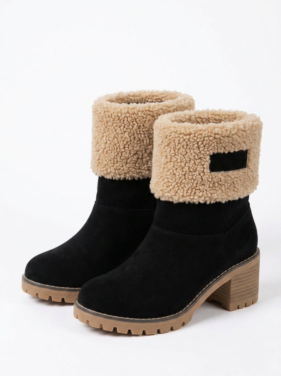 Skye | Women's Ankle Boots Block Heel Sherpa Cuff