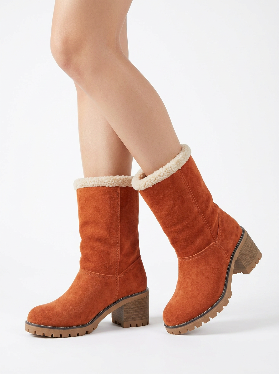 Skye | Women's Ankle Boots Block Heel Sherpa Cuff