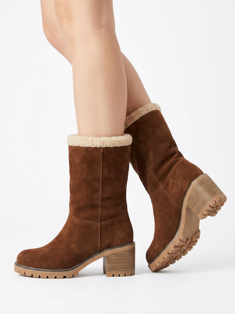 Skye | Women's Ankle Boots Block Heel Sherpa Cuff