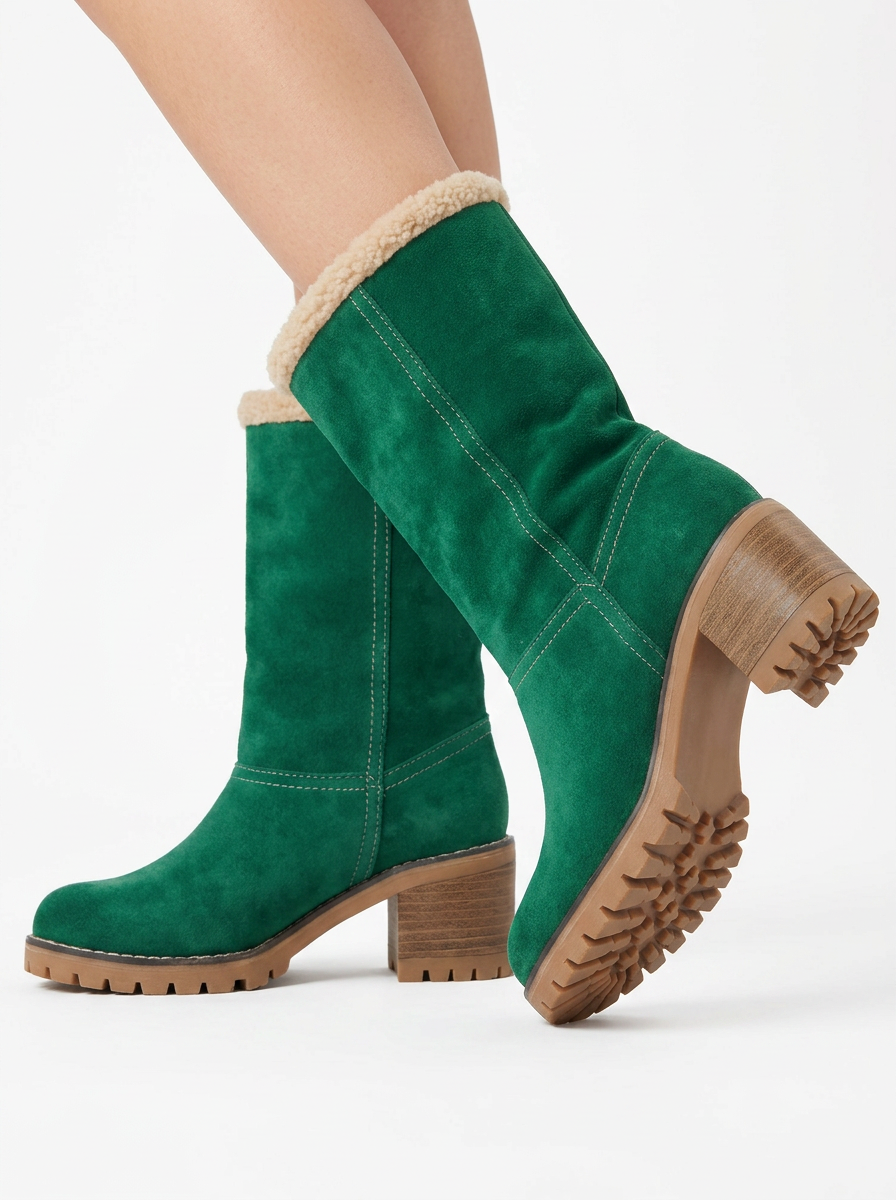Skye | Women's Ankle Boots Block Heel Sherpa Cuff