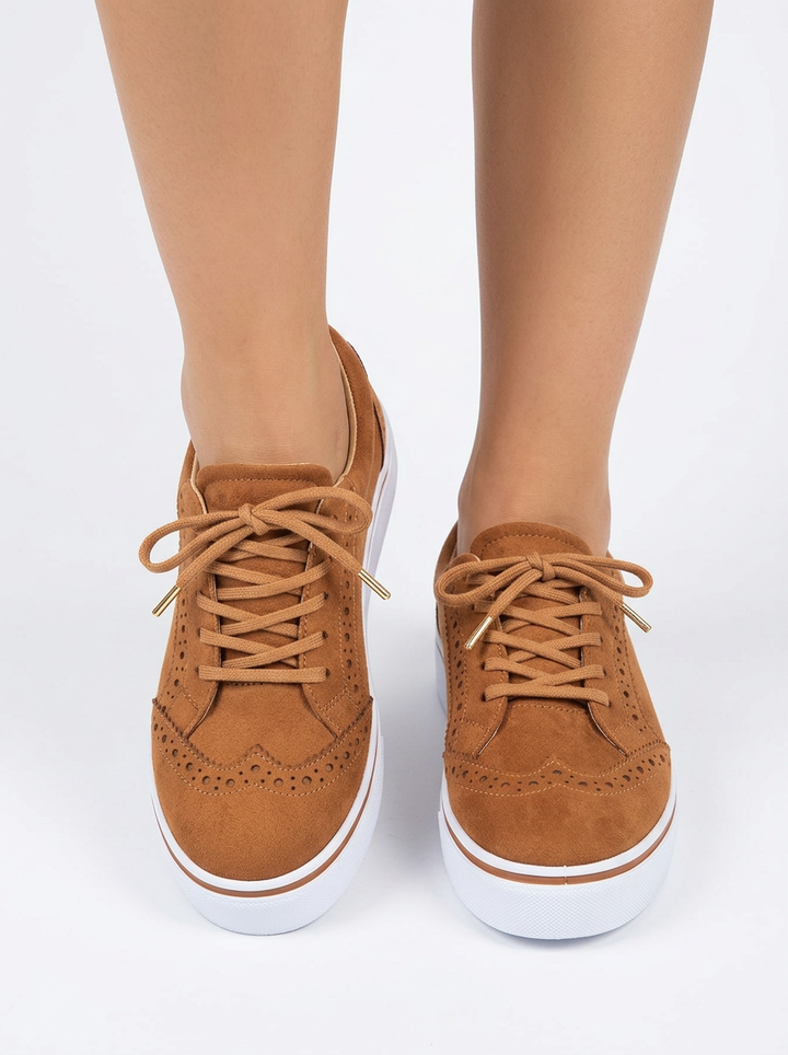 Skye | Women's Flatform Sneakers Brogue Detail