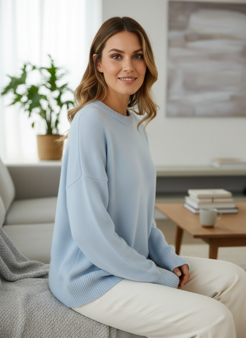 Skye | Women's Oversized Drop Shoulder Crew Neck Knit Sweater 1