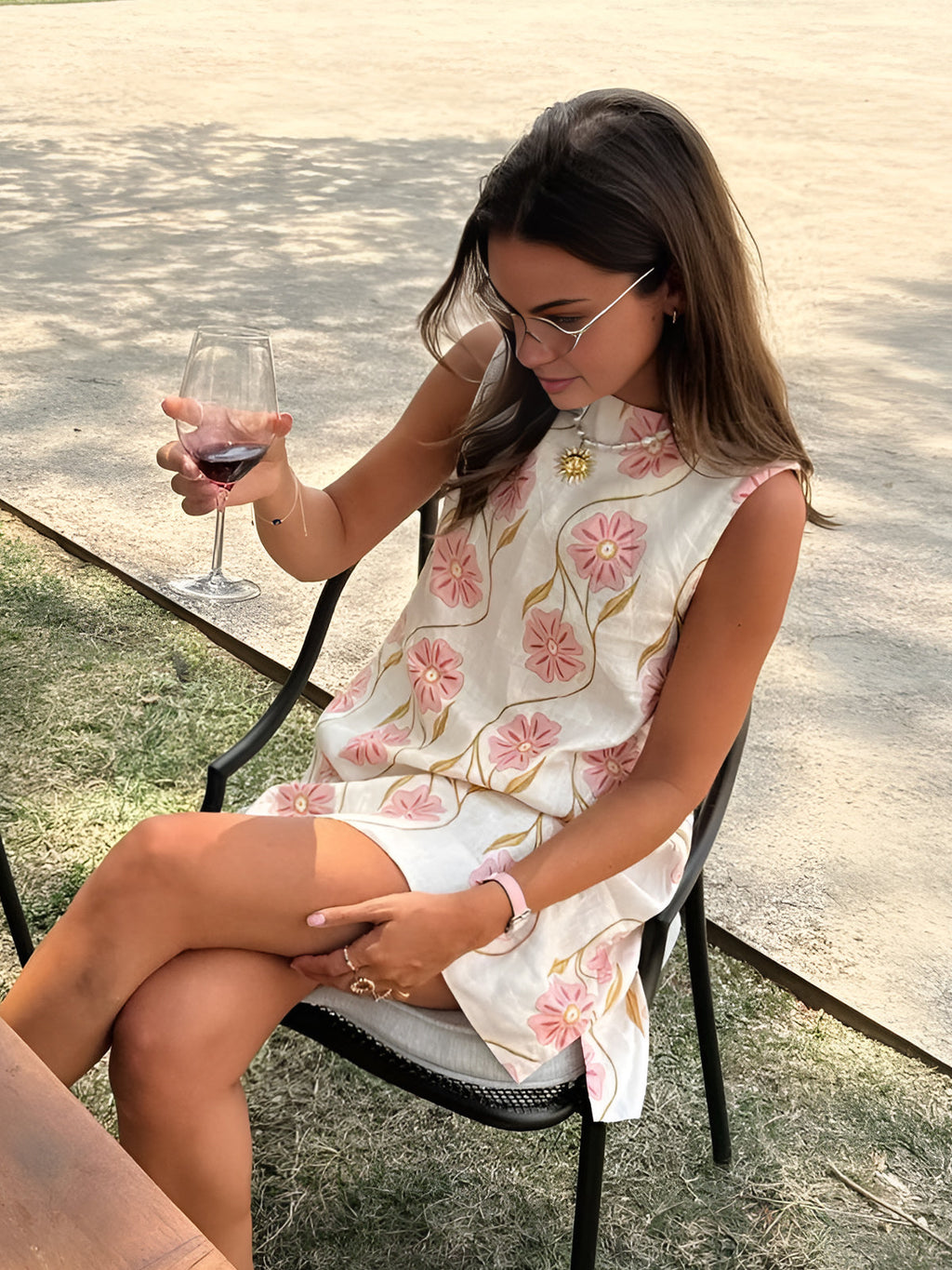 Sleeveless Linen-Blend Midi Dress | Elodie