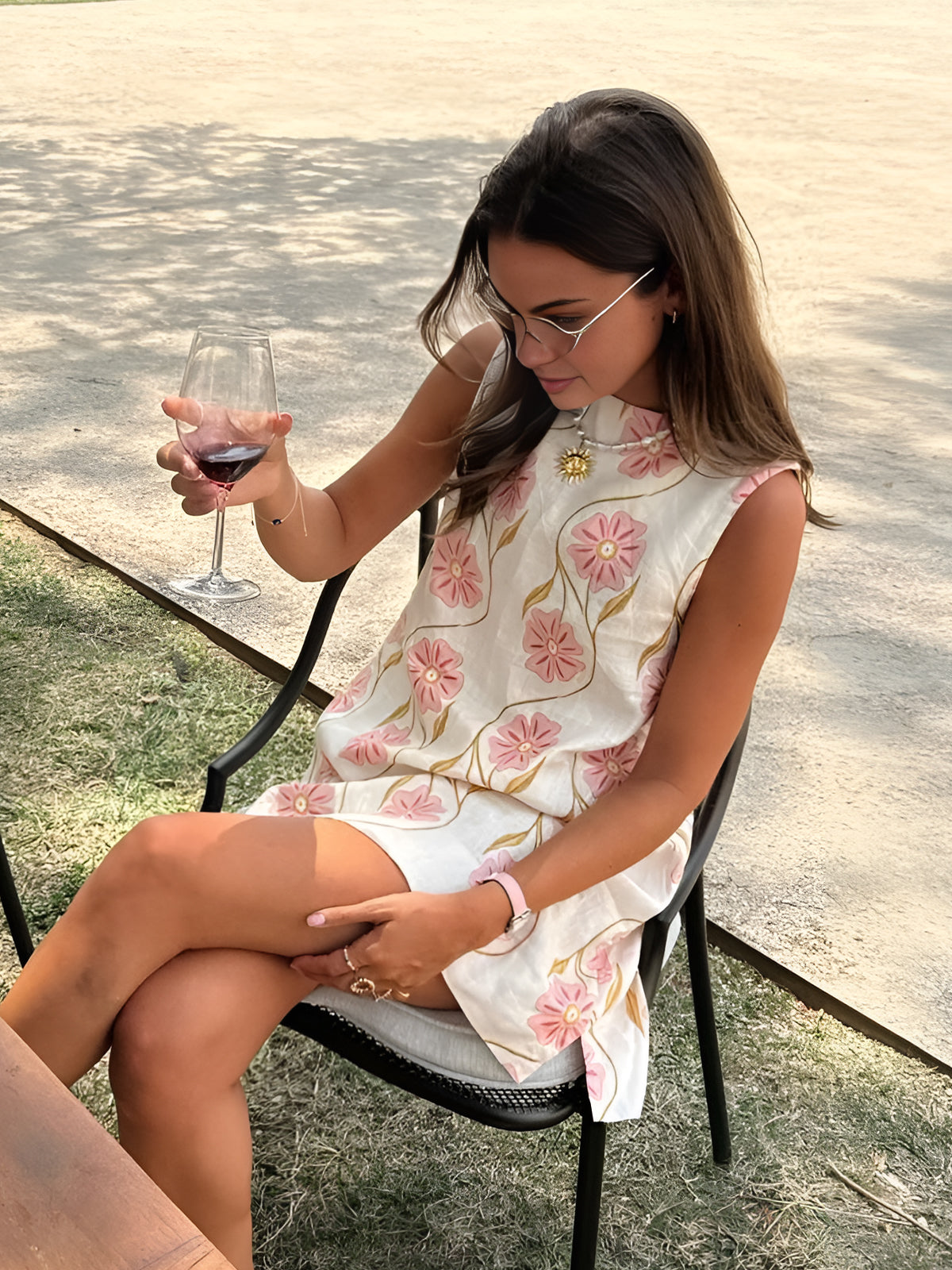 Sleeveless Linen-Blend Midi Dress | Elodie