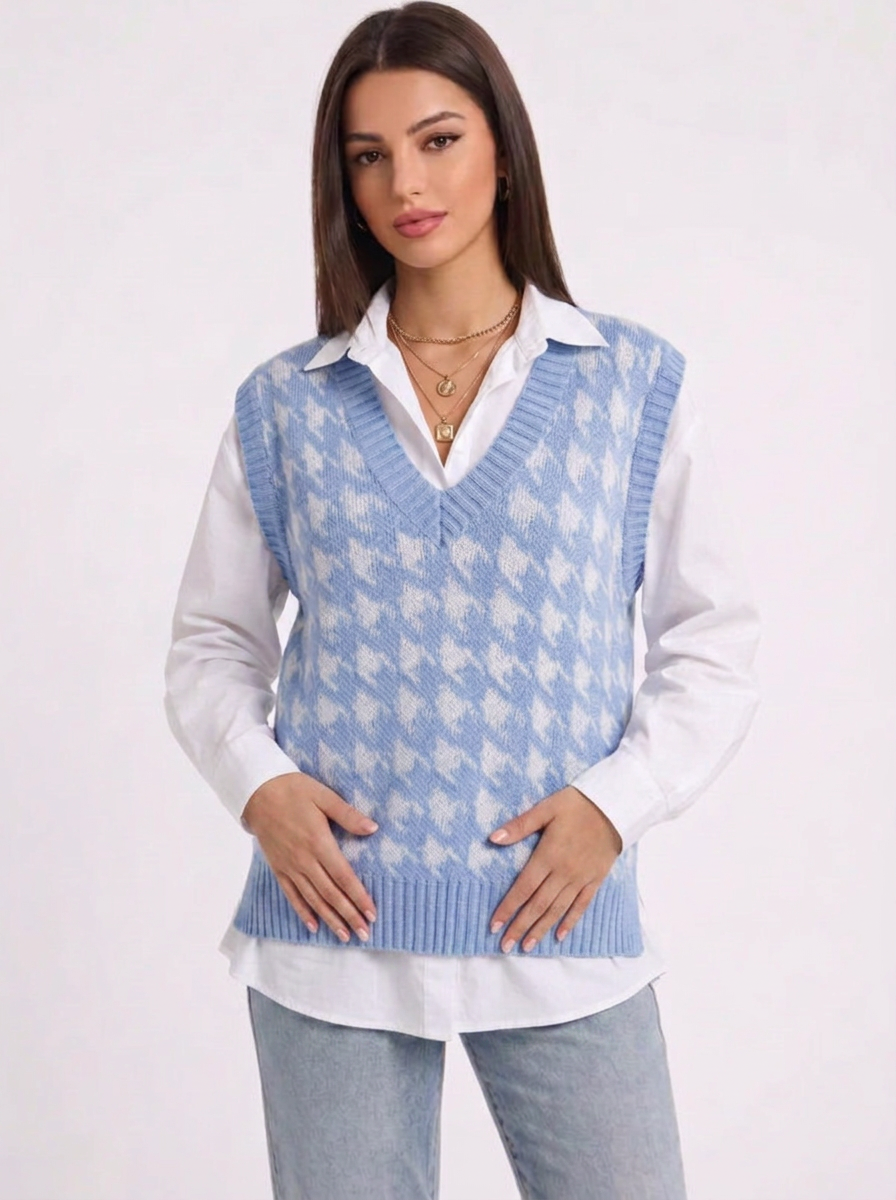 Sloane | Houndstooth Knit Vest