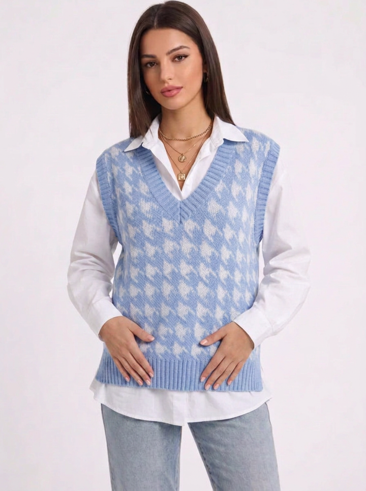 Sloane | Houndstooth Knit Vest