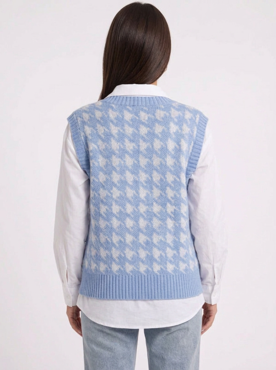 Sloane | Houndstooth Knit Vest