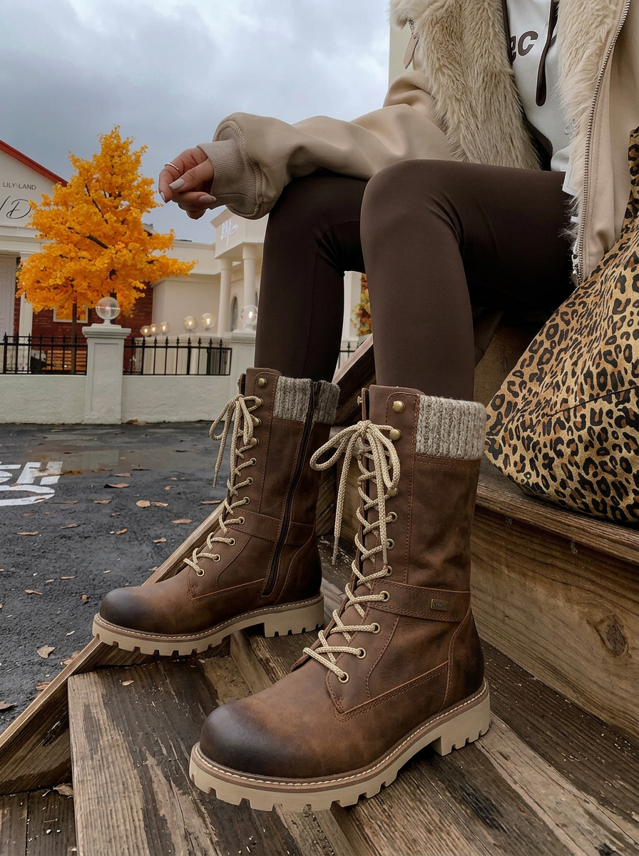Sloane | Women's Lace-Up Snow Boots with Knit Cuff