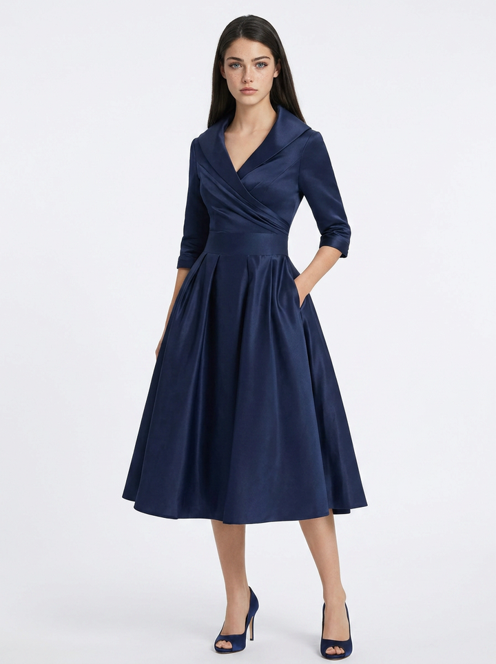 Sophia | Midi Dress with Collar and Pockets