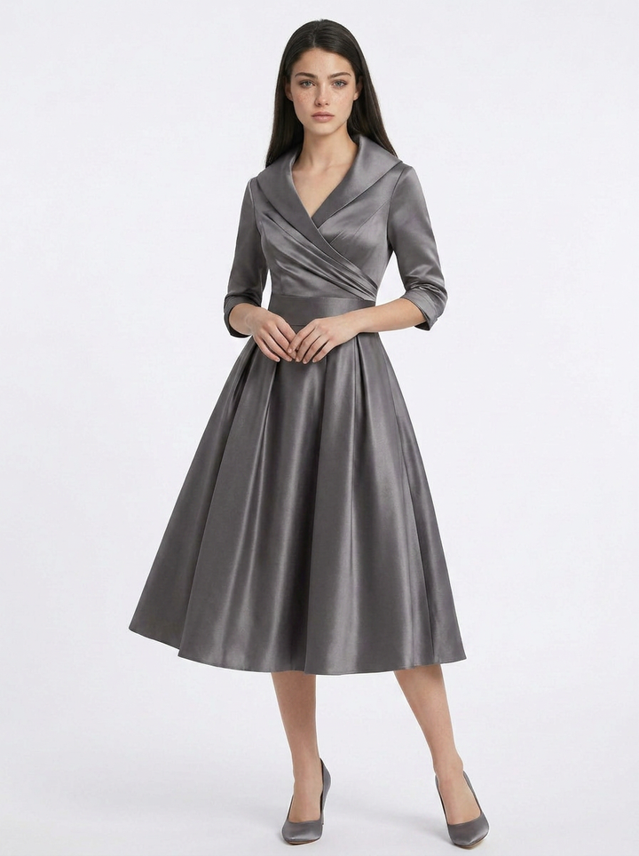 Sophia | Midi Dress with Collar and Pockets