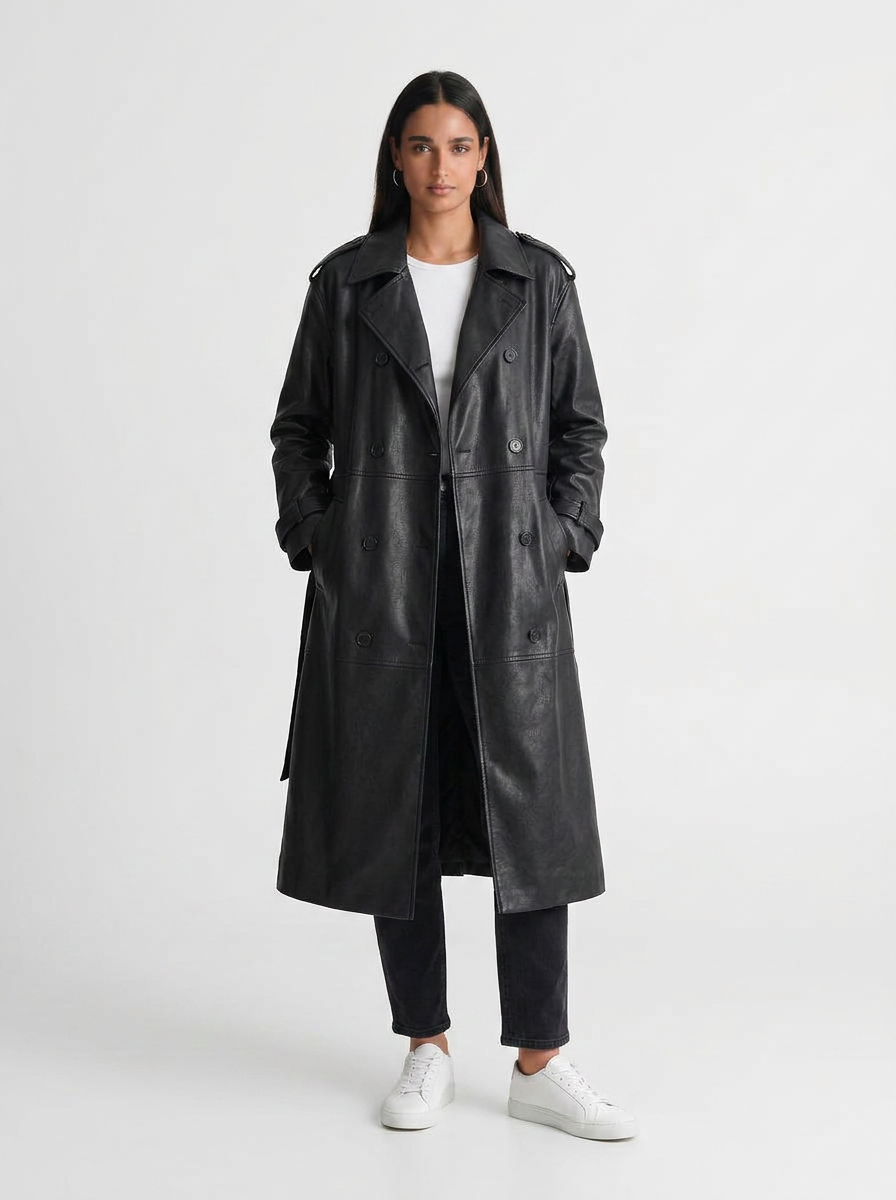 Sophie | Women's Faux Leather Long Coat