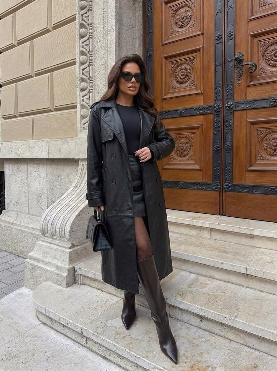 Sophie | Women's Faux Leather Long Coat
