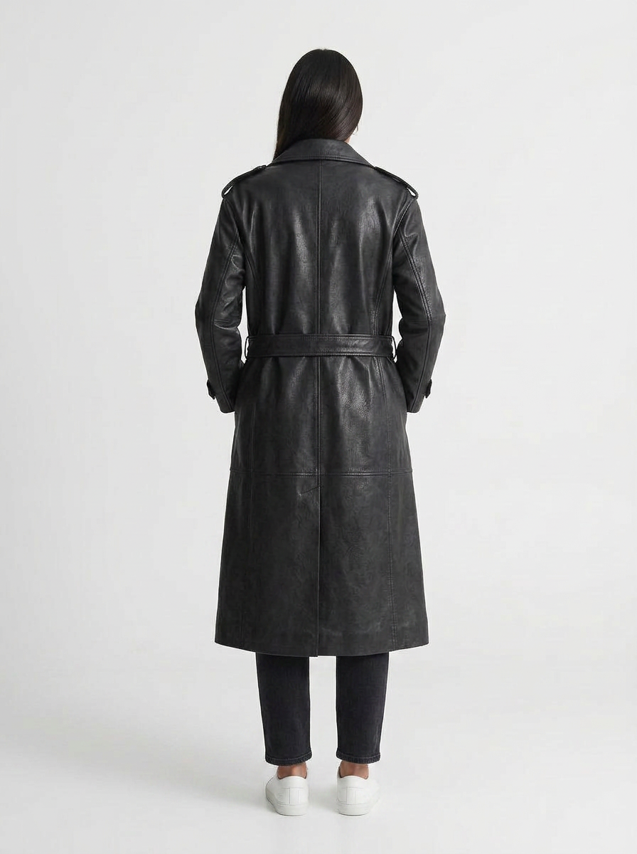 Sophie | Women's Faux Leather Long Coat
