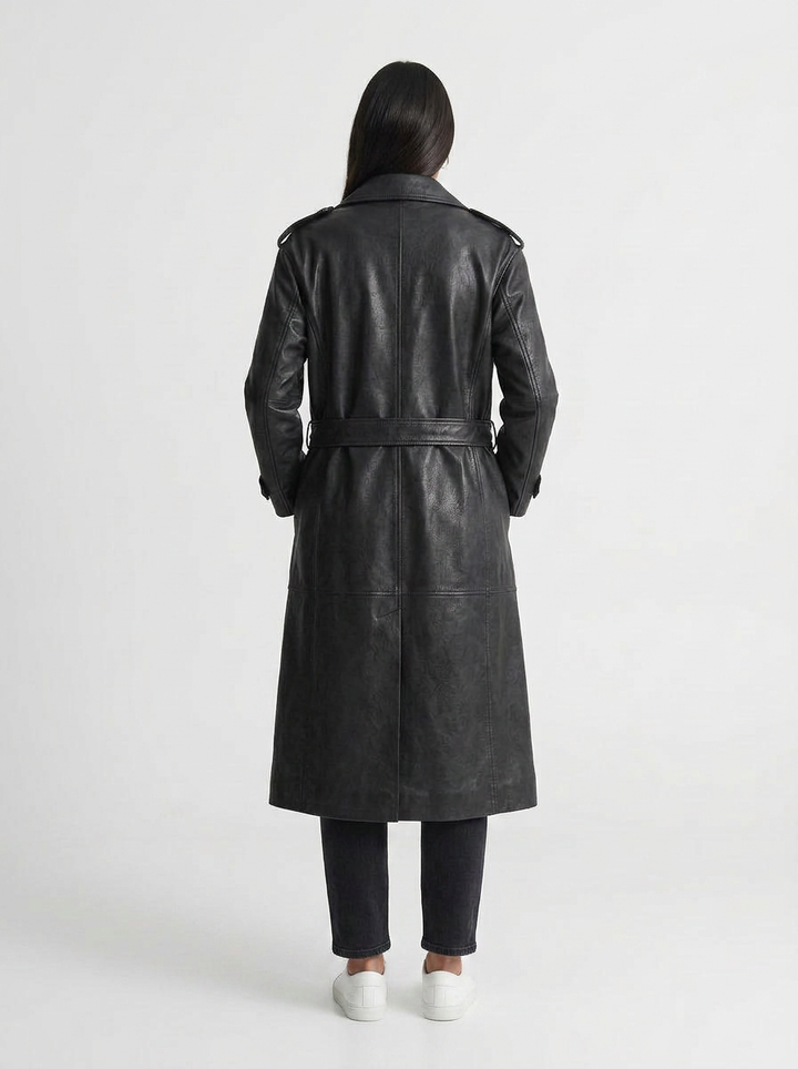Sophie | Women's Faux Leather Long Coat