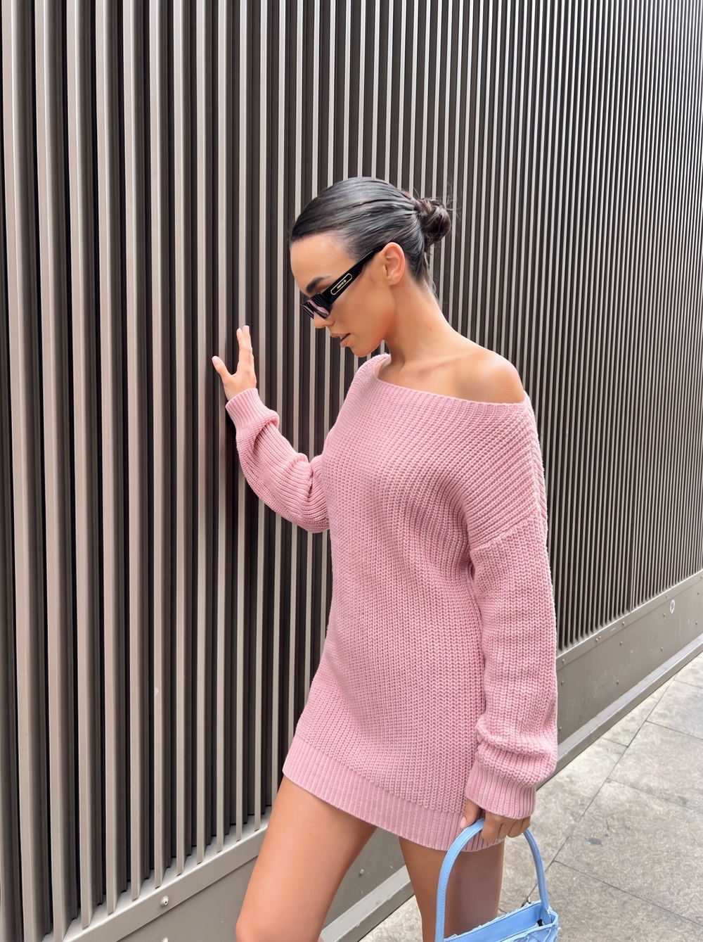 Sophie | Women's Knit Dress with Off Shoulder & Long Sleeve Mini