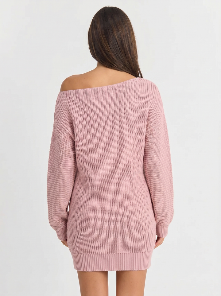 Sophie | Women's Knit Dress with Off Shoulder & Long Sleeve Mini