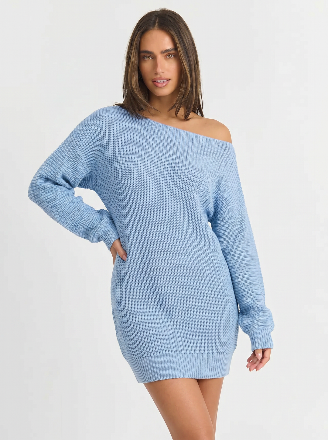 Sophie | Women's Knit Dress with Off Shoulder & Long Sleeve Mini