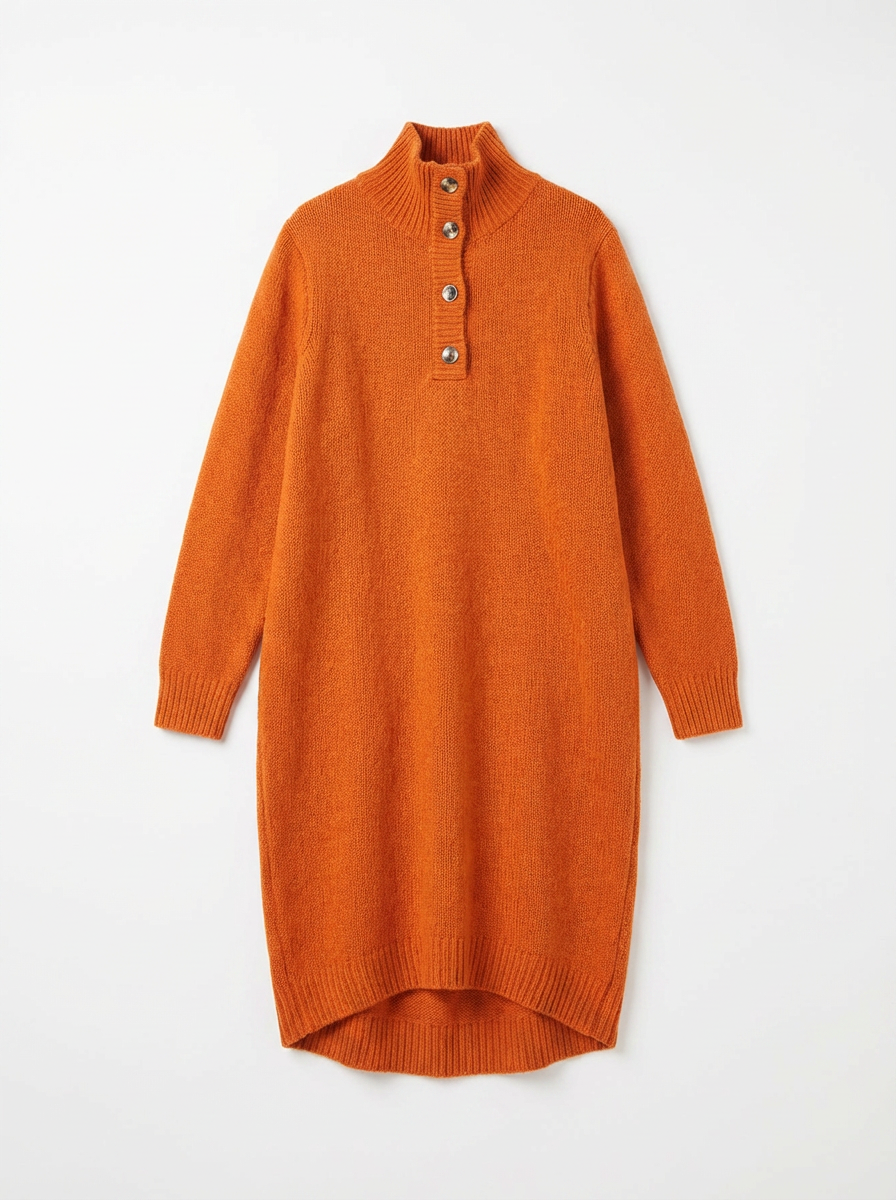 Stella | Women's Mock Neck Henley Sweater Dress 3