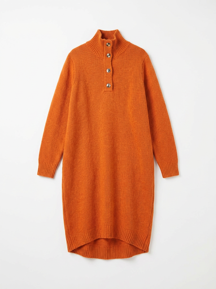 Stella | Women's Mock Neck Henley Sweater Dress 3