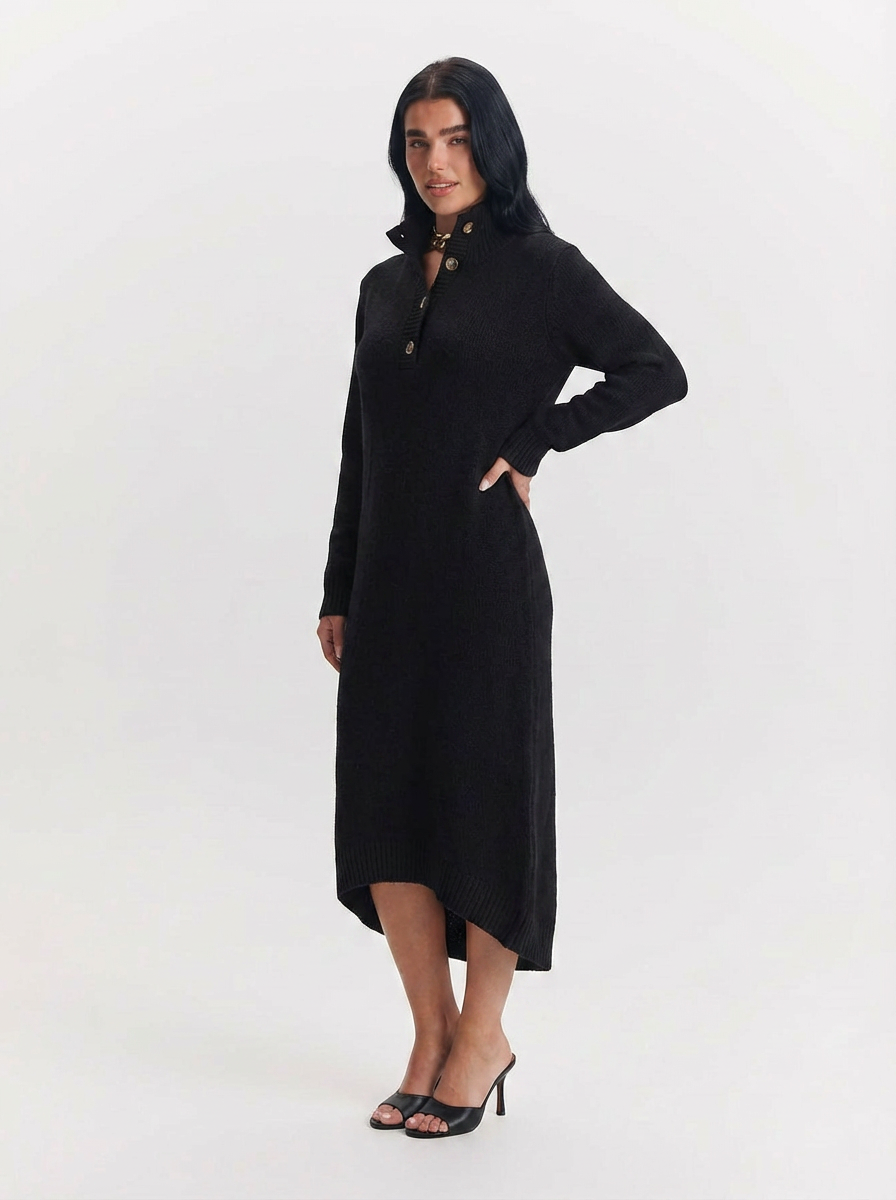 Stella | Women's Mock Neck Henley Sweater Dress 6