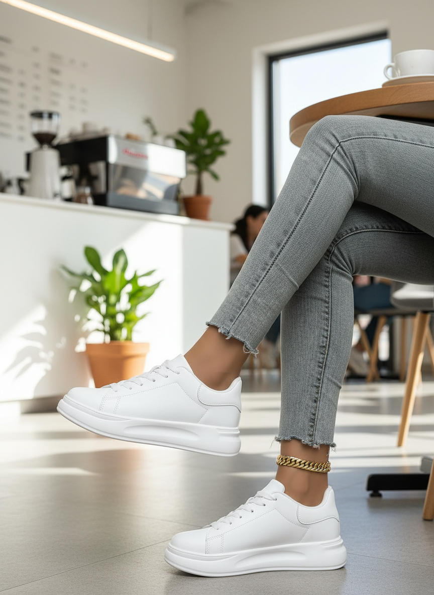 Stella | Women's White Lace Up Platform Sole Low Top Sneaker 1