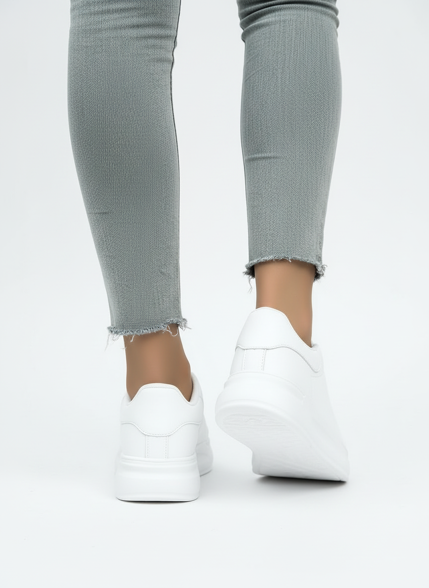 Stella | Women's White Lace Up Platform Sole Low Top Sneaker 2