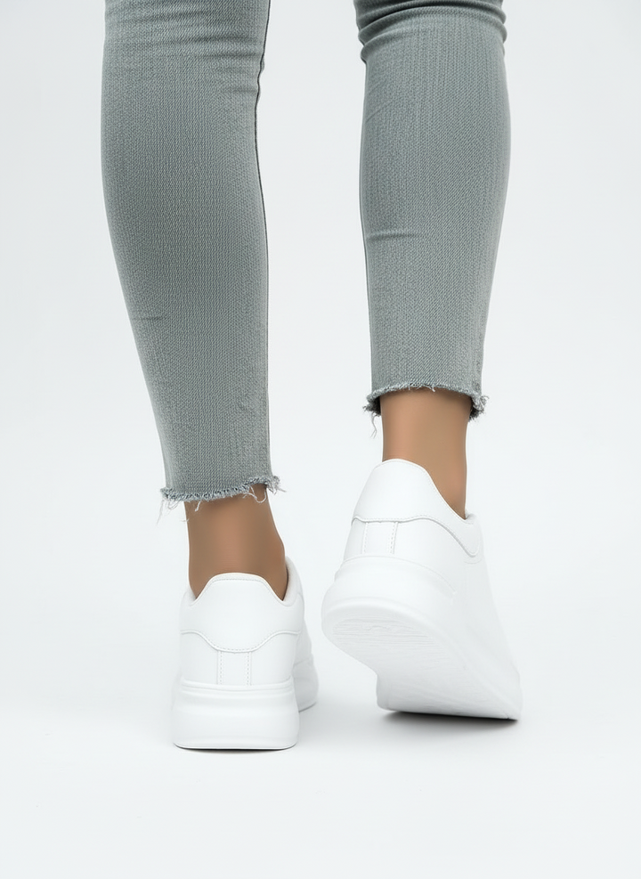 Stella | Women's White Lace Up Platform Sole Low Top Sneaker 2