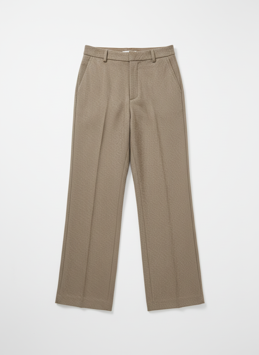 Talia | Women's Herringbone Wide Leg Cotton Trousers 4