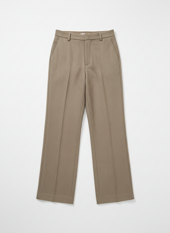 Talia | Women's Herringbone Wide Leg Cotton Trousers 4
