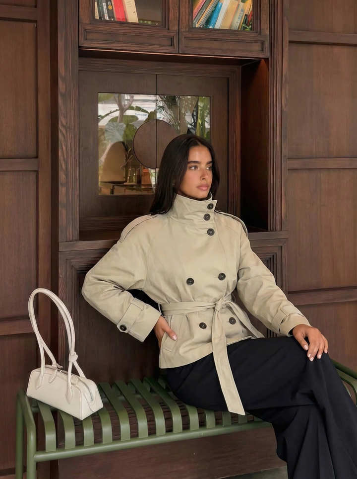 Tamara | Women's Double Breasted Cropped Trench Coat 1