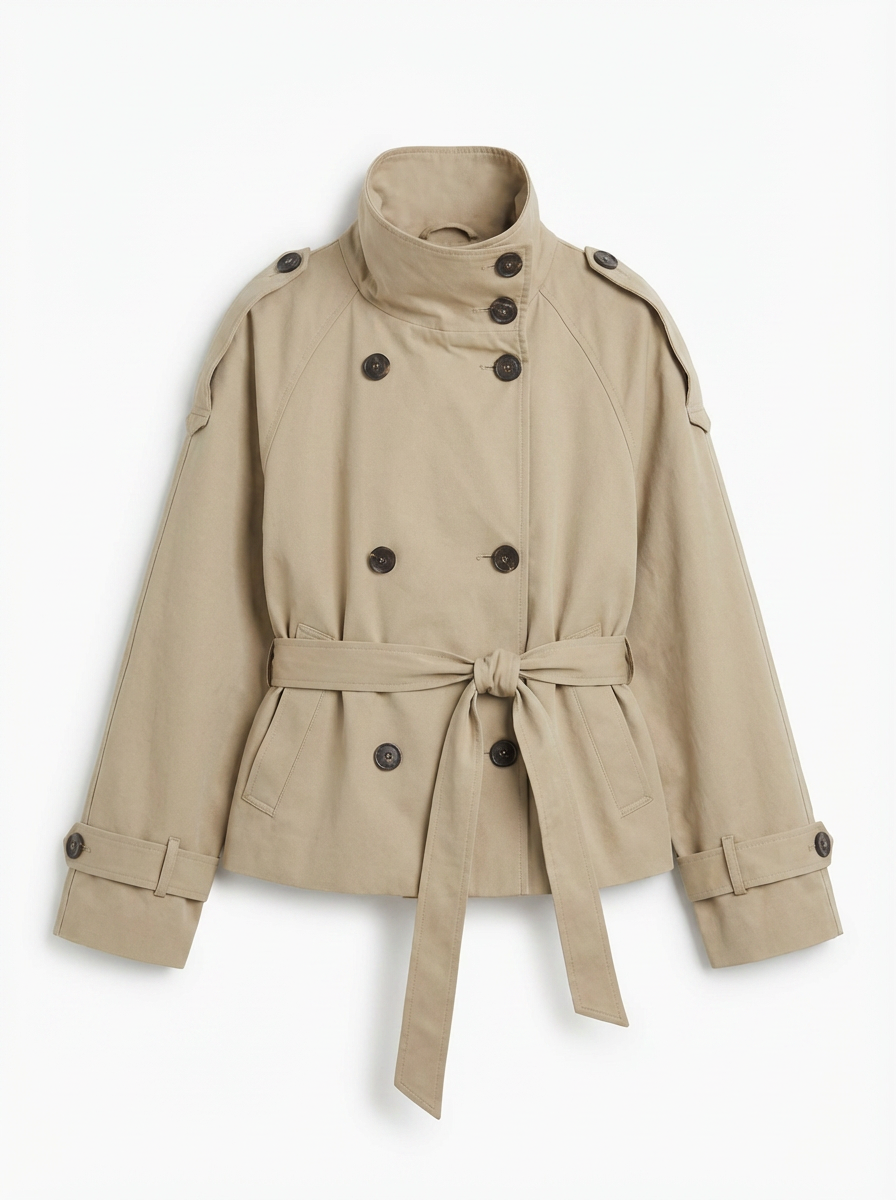 Tamara | Women's Double Breasted Cropped Trench Coat 3