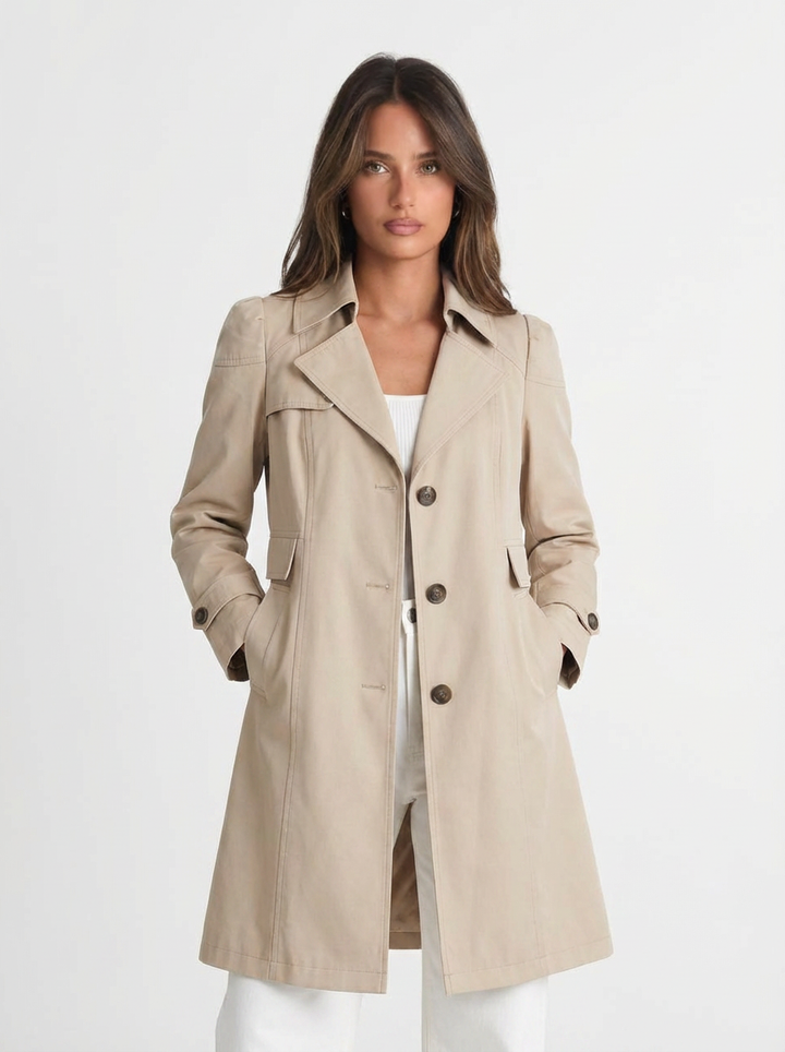 Tanya | Women's Beige Trench Coat Single Breasted