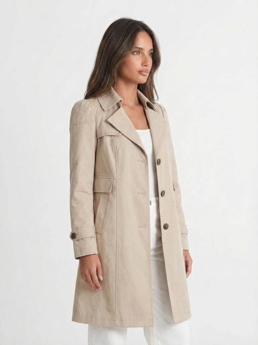 Tanya | Women's Beige Trench Coat Single Breasted 2