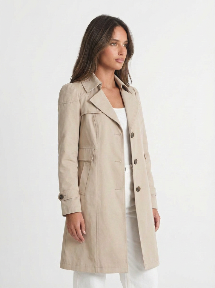 Tanya | Women's Beige Trench Coat Single Breasted 2