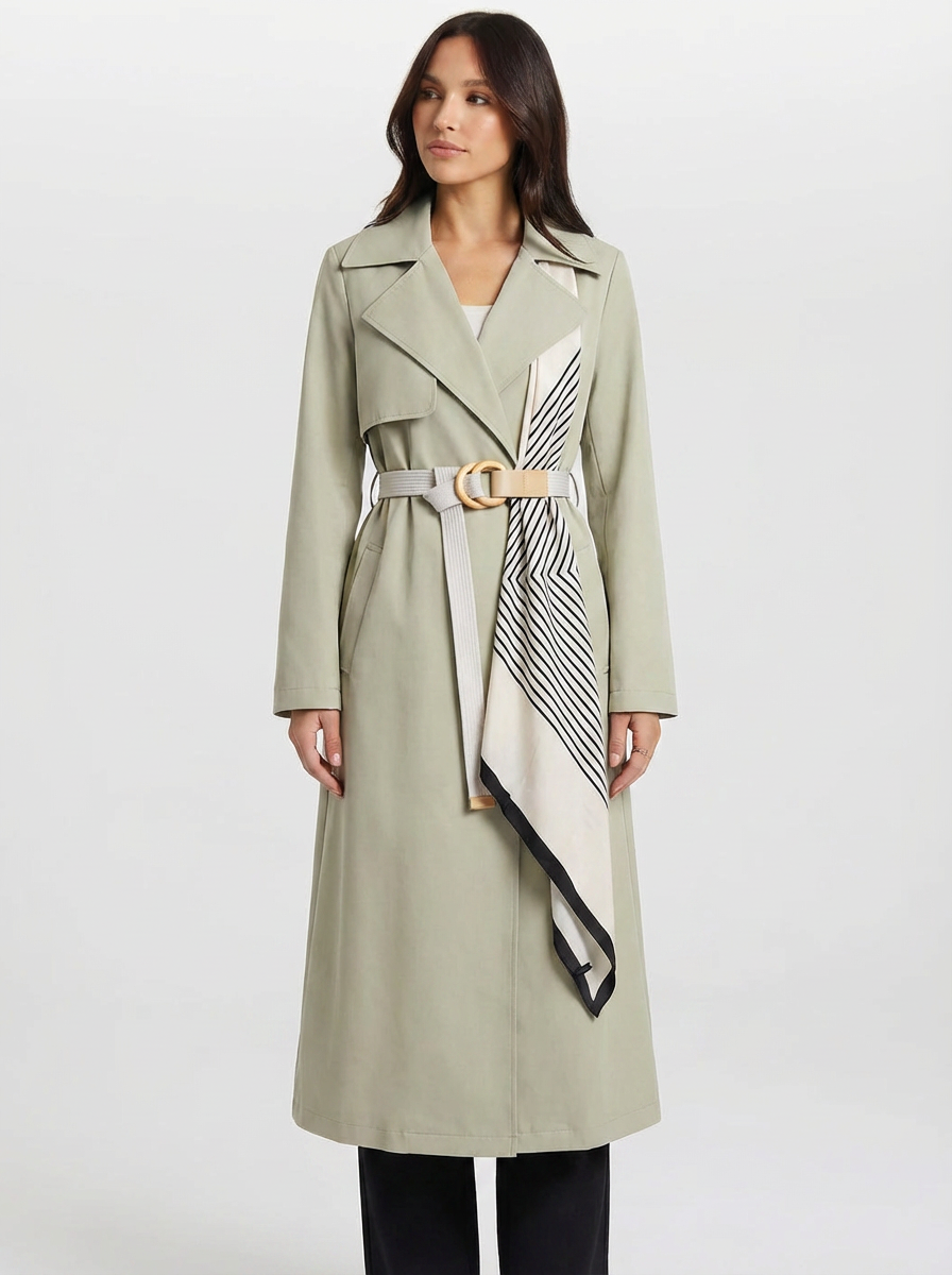 Tatiana | Women's Notch Lapel Belted Longline Trench Coat