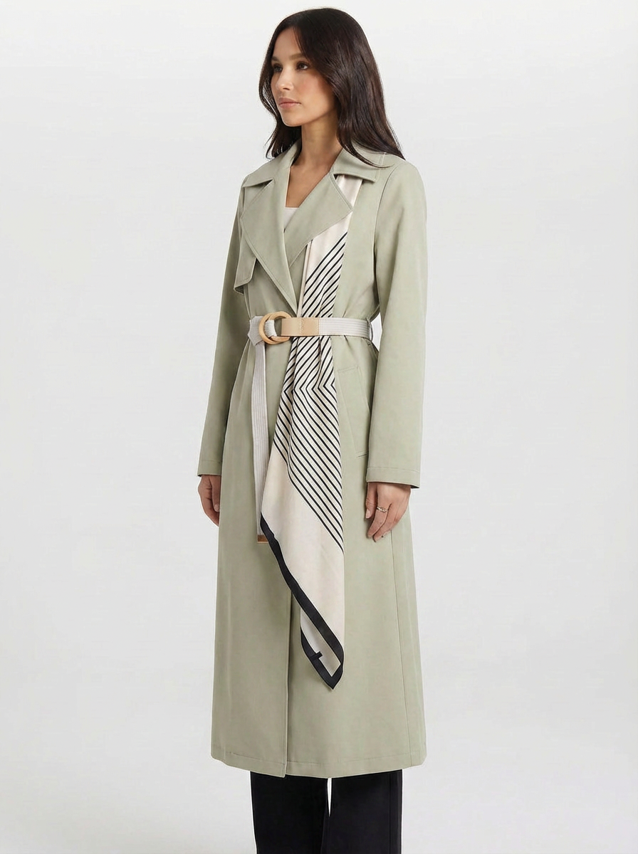 Tatiana | Women's Notch Lapel Belted Longline Trench Coat 2