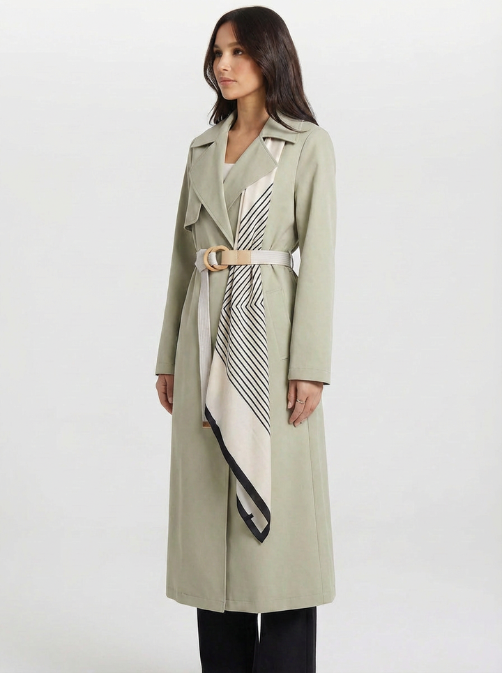 Tatiana | Women's Notch Lapel Belted Longline Trench Coat 2